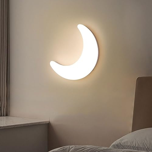 Lampada a mezzaluna dimmerabile Lampada da parete per camera dei bambini Lampada da parete moderna a luna bianca per camera da letto, lampada da parete moderna a LED da 20 W Lampada da comodino per ca