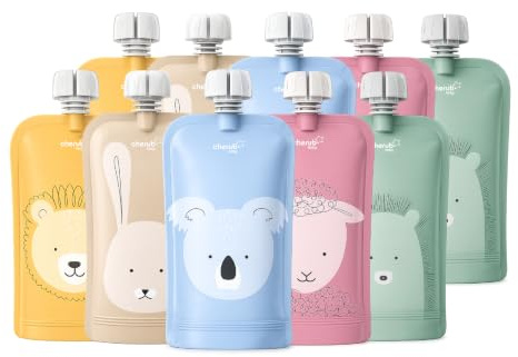 Cherub Baby 10 Sacchetti Riutilizzabili 150ml | Squeeze Yogurt e Pappe Senza BPA Ermetici