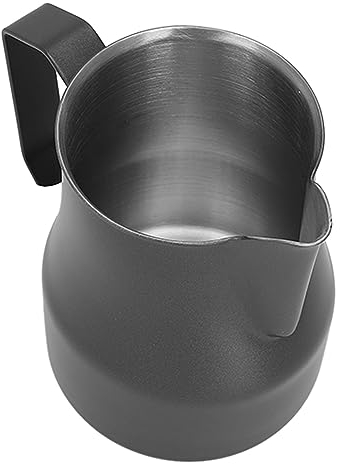 Pichet à Mousse de Lait, Mousseur à Lait, Tasse à Pointe, Résistant aux Rayures, Résistant à la Chaleur pour le Bureau (Noir 450ML)