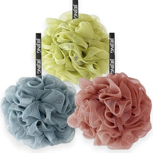 Eastrise Soft Body Scrubber Bath Sponge,Shower Loofah(Light/Dark) (Light colour/3pcs)