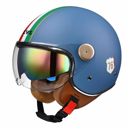 Casco Moto 3/4 Casco Moto Aperto Casco Moto Mezzo Casco Omologato DOT/ECE con Doppia Visiera Casco Jet Stile Vintage Retrò Per Bambini Giovani Uomini Donne