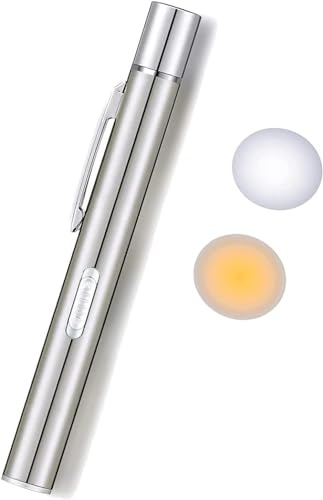 KEWAYO Torcia Penna LED Riutilizzabile, Ricaricabile USB Mini Torcia Tascabile con 2 Sorgenti LED, Clip Tascabile (Argento)