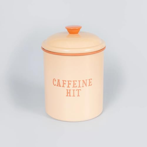 Yvonne Ellen Enamel Coffee Bean Storage Tin | Airtight Coffee Container & Coffee Jar, Vacuum Canister for Coffee Beans & Ground Coffee, Stylish Coffee Storage Container & Tea Container | 15.5cm x 11cm