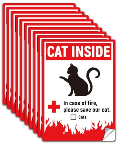 WADORN 10 Stück13x18cm Katze Drinnen Warnhinweisaufkleber Selbstklebende | stark aufkleber aus PVC; wasserfest und abriebfest; katzen sicherheitsschild; für katzen rettet