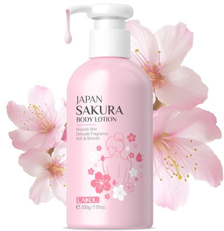 Glossy Body Lotion Firming Moisturizer Dry Skin JAPAN SAKURA Moisturizer with Niacinamide & Vitamin C & Shea Butter Body Lotion Nourish Intensive Care, Non- Sticky Refreshing, Quickly Absorbed (200ml)