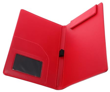 SECFOU Porte-bloc Portable Pu Rouge Rangement Solide Pour Menus Factures Et Documents Chemise Clip Pour Bureau Restaurant Et École