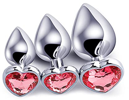 Plug anali. 3 pezzi a forma di cuore, kit di plug anale gioiello per allenamento anale, S&M, per adulti, gay, plug anali, donna, uomo, giocattolo sessuale, regali per principianti, coppie