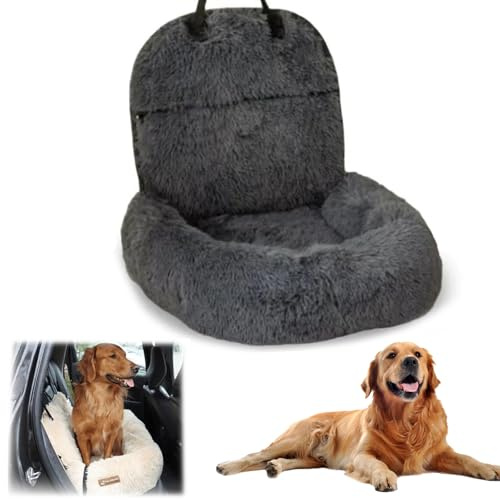 Pelzbarn Autositz Hund, Pelzbarn Hundebett Auto, Hundeautositz Hundesitz, Abnehmbar Und Waschbar Hundesitz Mit Dicken Kissen (Grey, M(72 * 60cm))