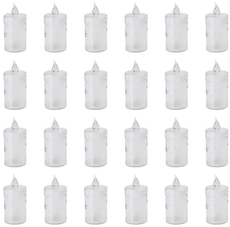 Bougies LED sans flamme, bougie à piles | Bougie chauffe-plat en LED - Bougies chauffe-plat LED en à piles, 24 fausses bougies électriques pour la saint-valentin, Halloween et noël
