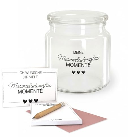 MILINDO Glücks- Marmeladenglasmomente – Geschenk für Frauen, Schwester, Mitbringsel, Kleinigkeit