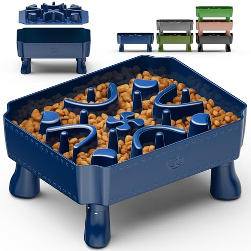 UPSKY Slow Feeder Dog Bowl with Raised Design for Healthy Eating Blue