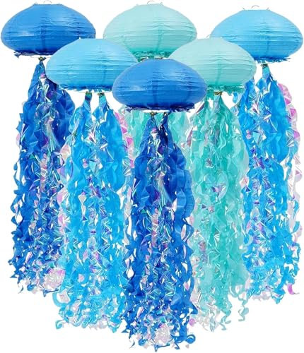 Lanterna di carta per meduse, 6 pezzi, decorazione per feste a tema oceano, per bambini, feste, battesimo, compleanno, decorazione per la camera