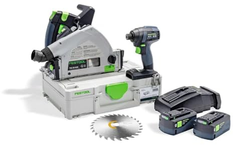 Festool 577118 Cordless Plunge-Cut Track Saw TSC 55 K and TID 18 Impact Driver Combo Bonus Kit