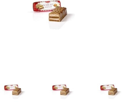 Reber Schicht Nougat Schokolade Pastete, Feinster Schicht-Nougat aus frisch gerösteten Haselnüssen, mit Sahne verfeinert und zarter Alpenmilch-Schokolade veredelt, 48g (1 Stück) (Packung mit 4)
