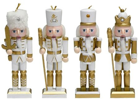LfrXtra 4 Piezas Cascanueces Madera Figuras Soldado Soldado Muñeca Marionero Navidad para Colgantes Árboles Decoraciones Escritorio Regalo Vacaciones