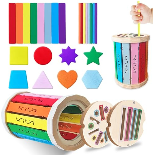 Yeelan Montessori Spielzeug ab 1 Jahr, Holz Montessori Spielzeug ab 1 2 3 Jahre Mädchen Jungen, Steckspiel Farbe Sortierspiel Sensorik Spielzeug, Baby Spielzeug Geschenk Motorikspielzeug ab 1 Jahr