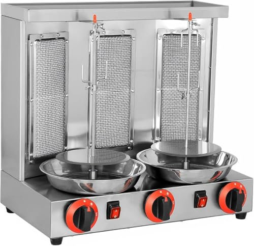 XUXIAO Asador Vertical Comercial de Pollos, máquina de Gas para Pollos Kebab, para Fiestas en el hogar, restaurantes, campamentos, máquina de Barbacoa turca