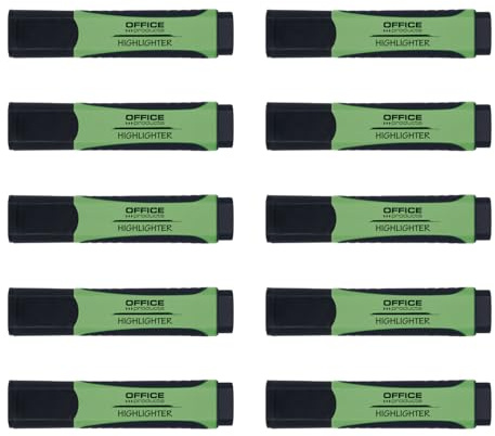 OFFICE PRODUCTS överstrykningspenna 10-pack/märkpenna med gummihandtag, märkpenna 2–5 mm, filtpenna grön, 10 stycken, highlighter för hem, kontor, skola