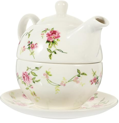 TOYZFRIENDY Service à Thé Céramique avec Petite Théière Tasse et Soucoupe Résistant Chaleur Facile à Nettoyer pour Thé Infusions et Voyages Set pour Usage Personnel et Convivialité
