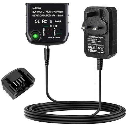 18V Lithium Ion Battery Charger for Black & Decker, UK Plug Replacement Charger for LBXR20, LBX20, LB20, LBX4020, LB2X4020, LBXR2020-OPE, LBXR20BT Drill Battery