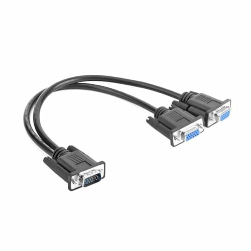 DUOBAGMA Cavo sdoppiatore VGA a Y, cavo adattatore VGA da 1 maschio a 2 femmina, cavo a Y per doppio monitor per duplicazione dello schermo, 3 m, nero (senza estensione schermo)