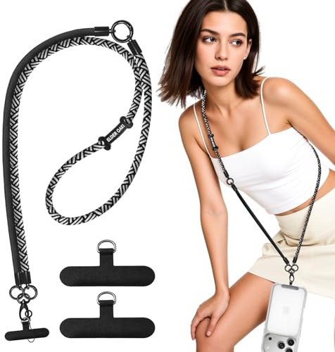 Elderoaki Cell Phone Landyard with Wrist straps, 3 Length Adjustable Thickened Crossbody Phone Strap for Most Smartphones