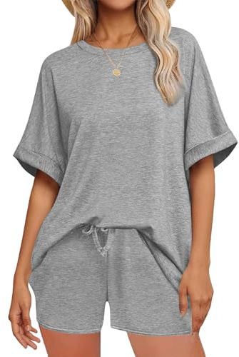 crazy bean Conjuntos Chándal Mujer Verano 2 Piezas Chándal Mujer Completo Camiseta Manga Corta y Pantalón Corto Deportivo Casual Ropa Casa