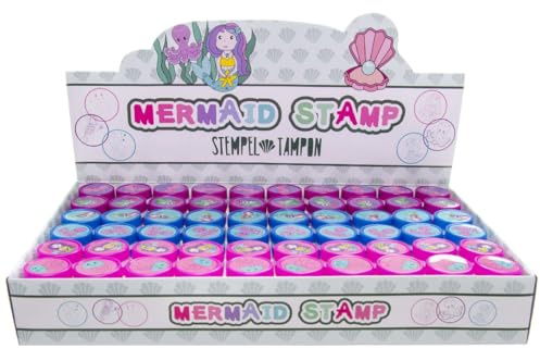 Generisch Meerjungfrau Stempel-Set, 30 Stück, Selbstfärbend, Kunststoff, Ca. 3,5 x 2,5 cm, Mehrfarbig, für Kinder 3-12 Jahre, Mitgebsel
