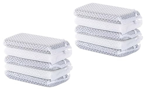 Baluue 10pcs Reusable Kitchen Sponge Scouring Pads White Easy to Squeeze Out Water Sturdy Cleaning Sponges for Dishwashing and Household Cleaning
