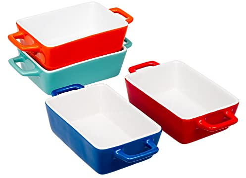 Invero®, set di 4 mini pirofile rettangolari, in grès porcellanato, ideali per lasagne, torte, tapas e altro