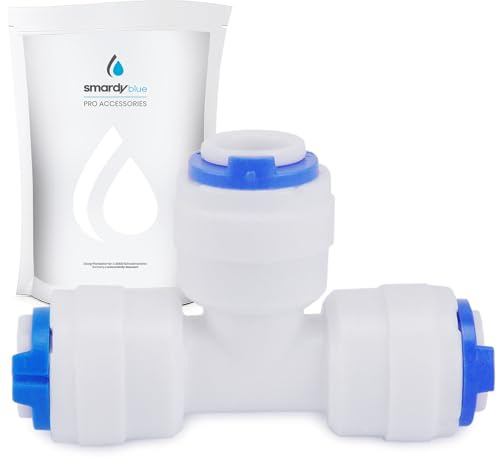 smardy Schlauch Verbindungsstück T-Form, Quick-Fitting Schnellverbinder | T-Verbinder für Osmose Wasserschlauch 1/4 Zoll (6,35mm), verbindet drei Schlauchenden ohne Werkzeug