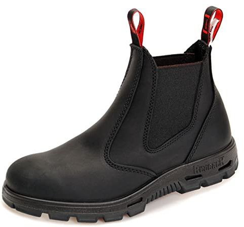 Redback BUSBBK Safety Work Boots aus Australien - mit Stahlkappe - schwarze Sohle - Unisex | Black/Schwarz