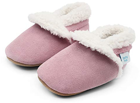 Dotty Fish Chaussons Bébé Enfant Daim - Rose 12-18 mois
