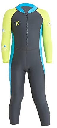 AIWUHE Kid's Full Body Swimwear Boys&Girls One Piece Swimsuit Long-Sleeve Water Sports Rash Guard UPF 50+ Sunsuit Sets Gray 3-4T M