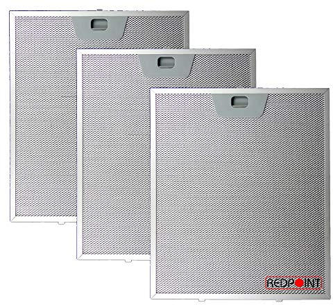 REDPOINT® Kit de 3 filtros de aluminio para campanas Faber 253 x 300 x 8 mm con fijaciones inferiores