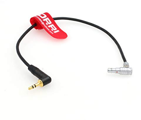 DRRI Right Angle 5 Pin Male 00B to 3.5mm TRS Jack ARRI mini Audio Cable for Z CAM E2 Camera (25CM)