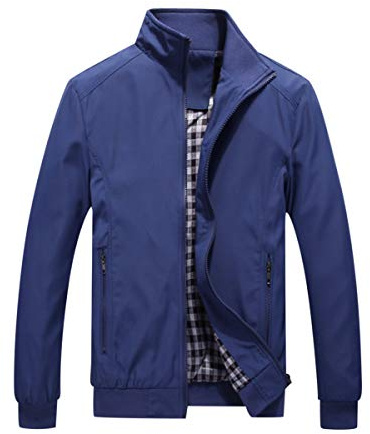 YOUTHUP Mens Summer Bomber Jackets Casual Lightweight Windbreaker Coat | Stand-up Spring Autumn Jackets with 3 Pockets for Sport Work Walking Hiking Cycling Golf Running