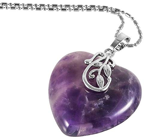 KYEYGWO Natürlicher Herz Anhänger Kristallkette für Damen | Reiki Heilung Edelstein Halskette Liebe Schmuck Herzförmige Amulett Glücksstein Meditation Spiritueller Geschenk Damen Herren