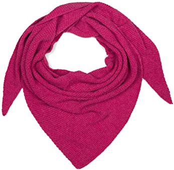 styleBREAKER Sciarpa triangolare da donna in maglia morbida con motivo a chicchi di riso, tinta unita, in misto lana, made in Italy, 190x72 cm, colore:Fucsia