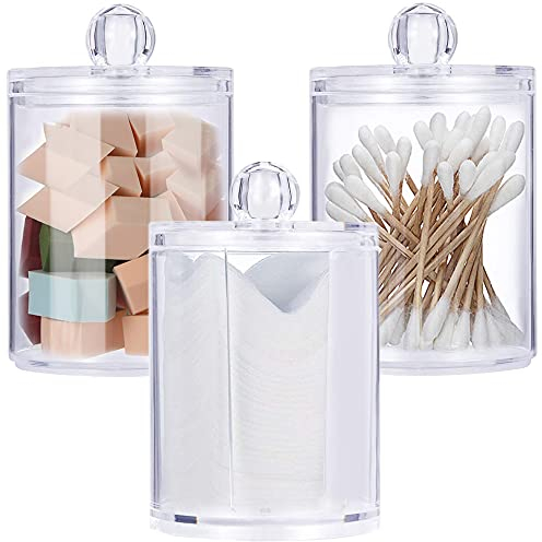 MULINHAI Boite à Coton Tiges Holder Box，3 Pcs Coton acrylique tampons organisateur Boîte de rangement cosmétique，pour Rangement Boules de coton Coton-tige