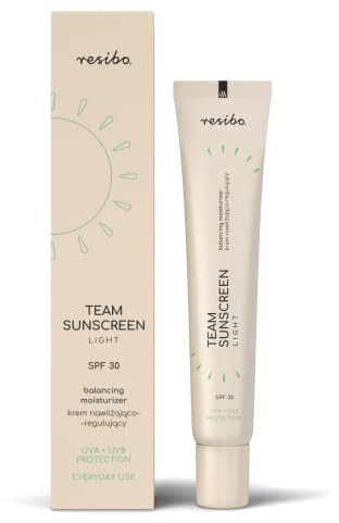 Resibo | Natürliche Ausgleichende Gesichtscreme Team Sunscreen Light LSF 30 | Tagescreme Naturkosmetik | Feuchtigkeitsspendende Creme | Getönte Sonnencreme Gesicht | Sonnenschutz Creme | 40 ml