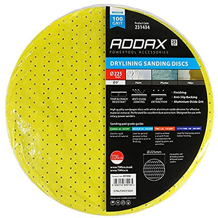 TIMCO Drylining Sanding Discs 100 Grit Yellow - 225mm