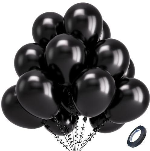 Kelfara Black Balloons Party Balloons 100 Pcs 12 Inch Black Latex Balloons for New Years Eve Birthday Wedding Anniversary Graduation Black Theme Party Decorations 2026