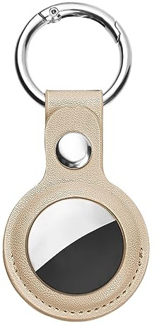 Ainiv Schutzhülle für AirTag, Leder Keyring Schutzhülle | Kompatibel mit AirTags, Leder Keyring für AirTag, Mini Case für Apple AirTags, Hülle Schlüsselanhänger Case, Golden
