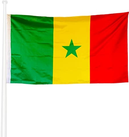 KliKil Drapeau de Senegal - Grand drapeau en polyester résistant de 150x90 cm avec œillets en métal, idéal pour les célébrations comme Independence Day, April 4th, The Green, Yellow, and Red