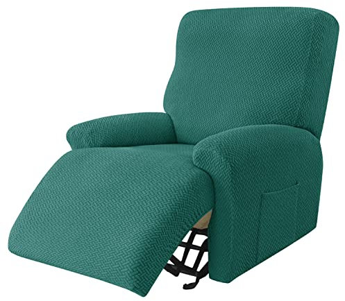 YOPOIY Stretch 4 Stück Relaxsessel bezug, Jacquard Sesselhusse Luxus Ruhesessel bezüge Universal Waschbar Sesselüberwurf für Kinder Hunde Haustiere -grün-Einheitsgröße
