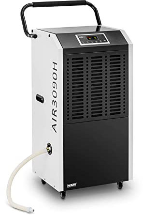 MSW Déshumidificateur Professionnel 90 l/jour Surfaces 150 m² Air Brassé 1129 m3/h avec Poignée Séchoir de chantier Absorbeur d'humidité Électrique Industriel Cave et Garage