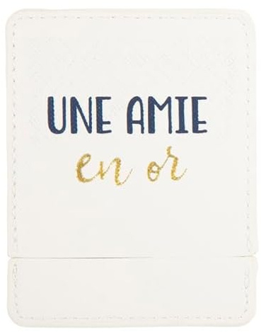 DRAEGER Paris Taschenspiegel, Motiv: Eine Freundin in Gold, mit weißer Hülle, quadratischer Make-up-Spiegel zum Mitnehmen, ideal für Zuhause und Reisen, 9 x 7 cm, personalisiertes Geschenk,