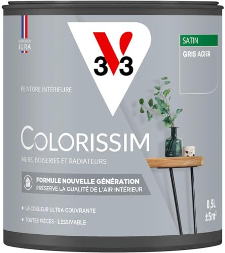 V33 Peinture multi-supports Colorissim Gris acier satin 0,5L