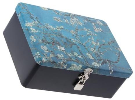 Zerodeko Vintage Weißblech Aufbewahrungsbox mit Schloss Metall Schmuckkästchen Abschließbare Schreibtischbox Mehrzweck Blechdose für Schmuck und Kleinteile